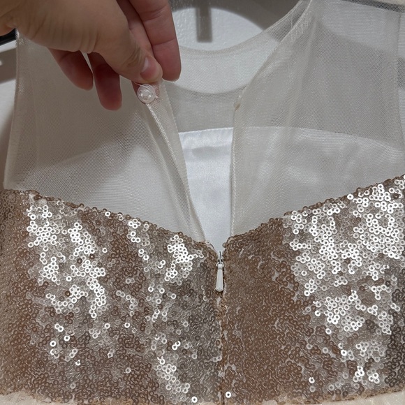 Monbebe Lagos Girl Gold Sequin Tulle Dress 4 Puffy Princess Flower Girl Birthday - Picture 5 of 9